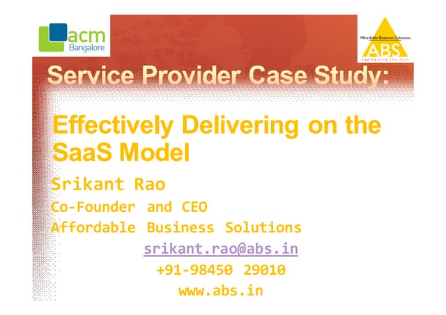 Case study - SaaS Abs Experience Jan07 09