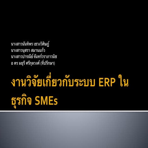 งานวิจัยเกี่ยวกับระบบ ERP ในธุรกิจ SMEs
