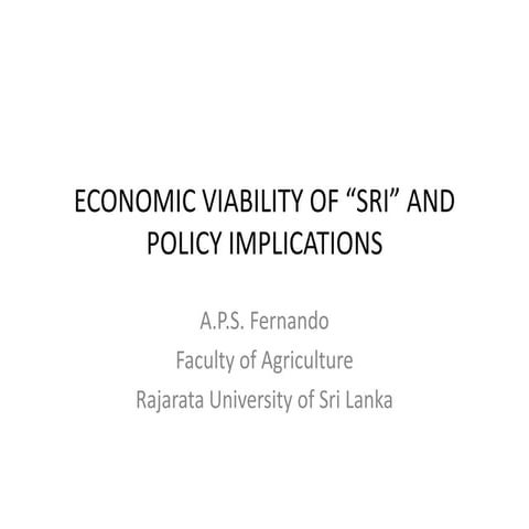 1312 Economic Variability of "SRI" and Policy Implications in Sri Lanka