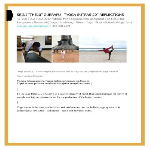 Yoga Sutras - 20 - Reflections