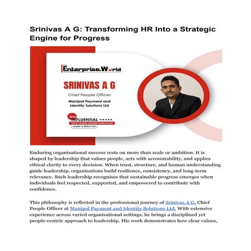 Transforming HR into a Strategic Engine for Organisational Progress and ...