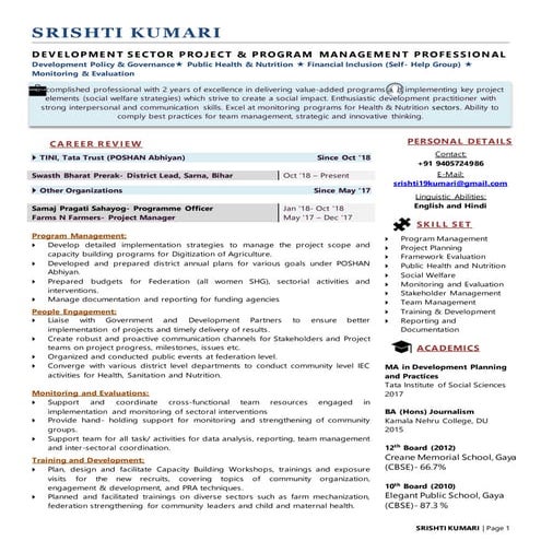 Srishti kumari cv