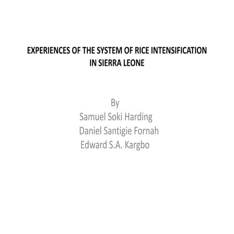 12100-Experiences of the System of Rice Intensification in Sierra Leone