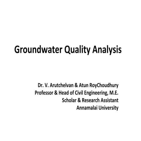 Ground water sampling & Analysis technique