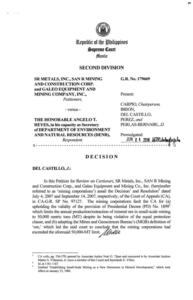 Supreme Court decision, SRMI vs. DENR