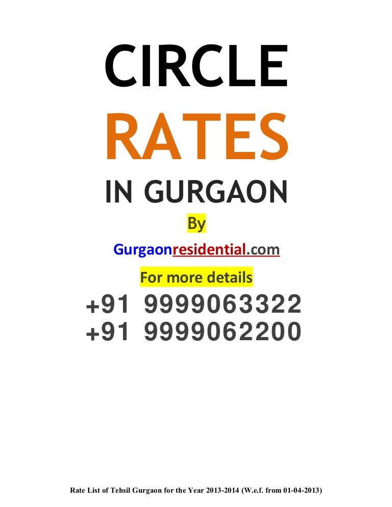 Gurgaon Circle Rates 2012014 Circle Rates Increased by 15 in Gurg…