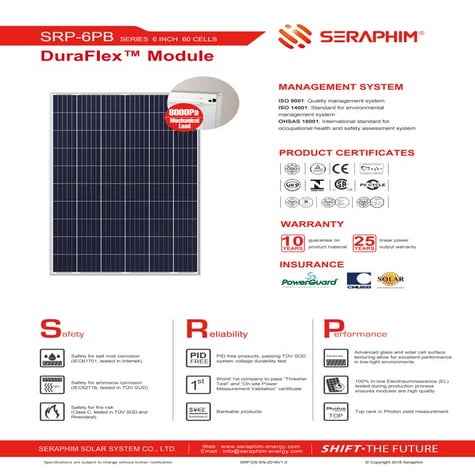 Seraphim 255w Duraflex Datasheet 