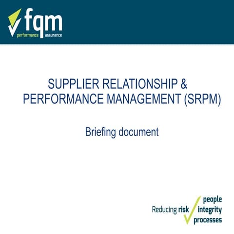 Supplier Relationship & Performance Management