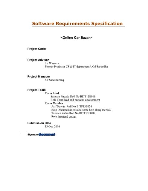 SRS Project Proposal