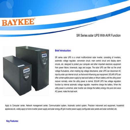 Baykee SR series solar inverter  with AVR Function