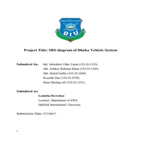 Srs of dhaka vehicle system