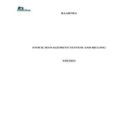 baabtra, First Programming School in India SRS, stock management system