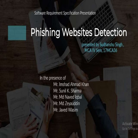 SRS of Phishing Website Detection using machine learing