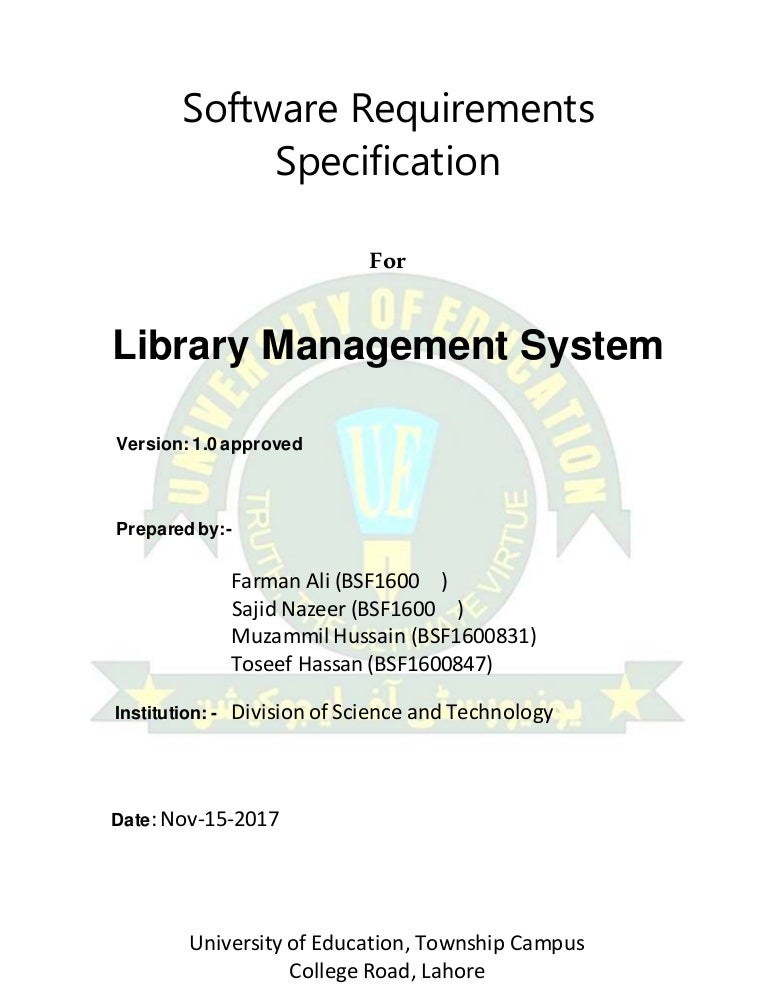 Srs For Library Management System