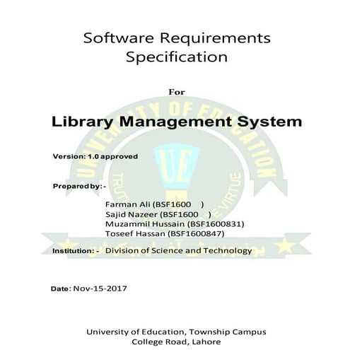 SRS for Library Management System | PDF