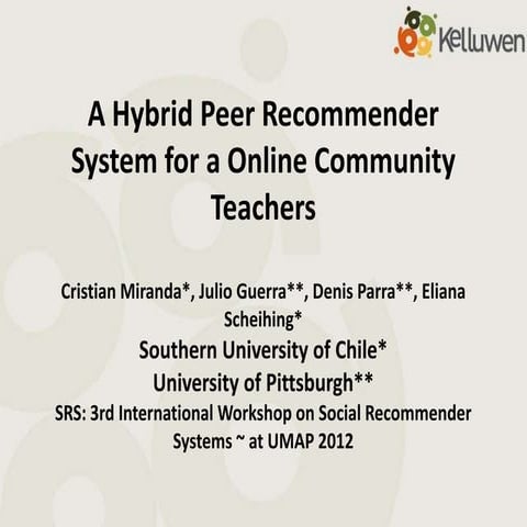 A Hybrid Peer Recommender System for a Online Community Teachers
