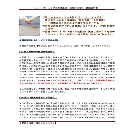 詳細説明書 パートーナー力独身男性