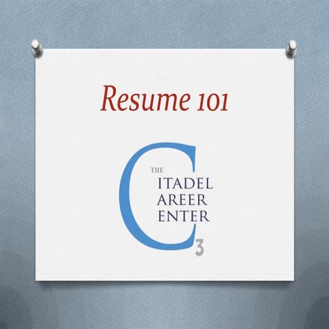 Career Center Resume 101 Workshop
