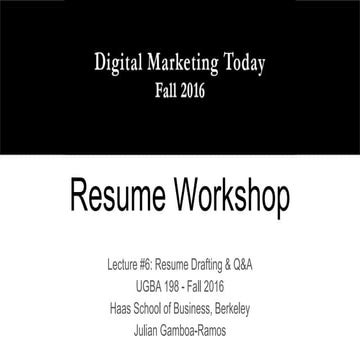 Resume Workshop (Digital Marketing Today)