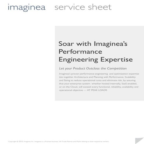 Imaginea Service Sheet - Performance Engineering
