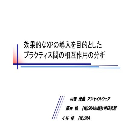 効果的なXPの導入を目的とした プラクティス間の相互作用の分析