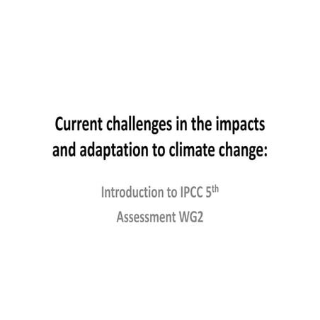 Current challenges in the impacts and adaptation to climate change: Introduct...