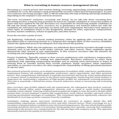 What is recruiting in human resource management (hrm)