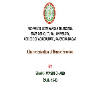 Characterization of Humic Fraction