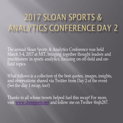 Sloan Sports and Analytics Conference Day 2 Recap
