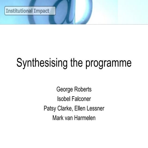 Synthesising JISC Institutional Innovation