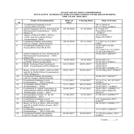 SSC Exam Schedule | PDF | Secondary Education | Education
