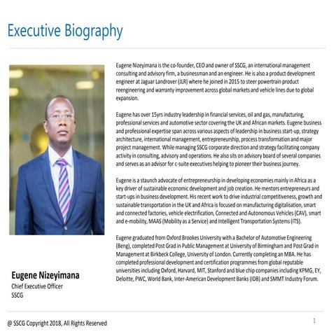Eugene Nizeyimana - Executive Biography