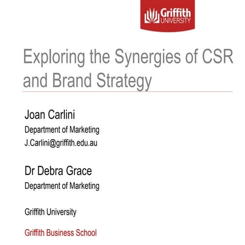 Exploring the Synergies of CSR and Brand Strategy: A case study | PPT