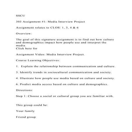 SSCU303 Assignment #1 Media Interview ProjectAssignment rel.docx