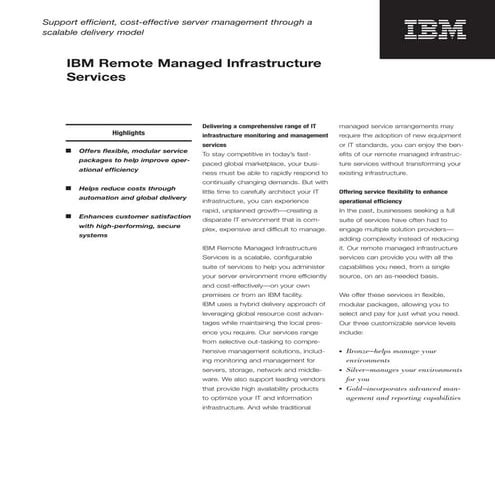 IBM Remote Managed InfrastructureServices