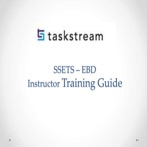 SSETS-CEBD TS faculty instructional guide