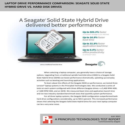 Laptop drive performance comparison: Seagate Solid State Hybrid Drive vs. har...