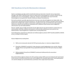 SSH Tünelleme ile İçerik Filtreleyi...