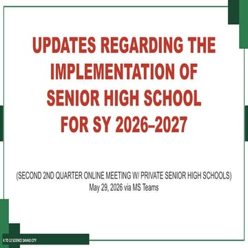 Comprehensive Updates on Senior High School Implementation for SY 2026 ...