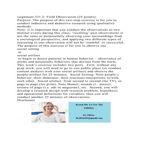 Assignment 2 Field Observation (25 points)Due no later than 115.docx