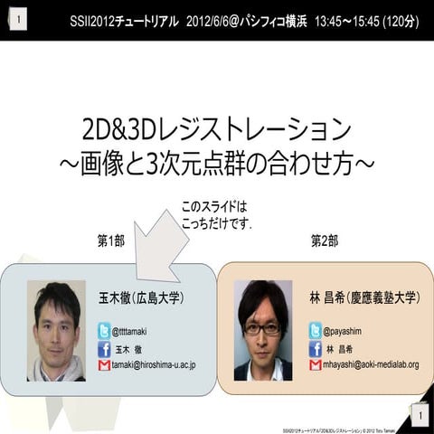 SSII2012 2D&3Dレジストレーション　～画像と3次元点群の合わせ方～　第1部