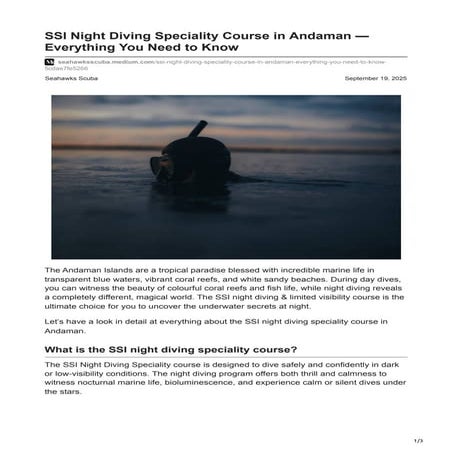 Be A Night Diver - Enroll in SSI Night Diving Specialty Course in ...