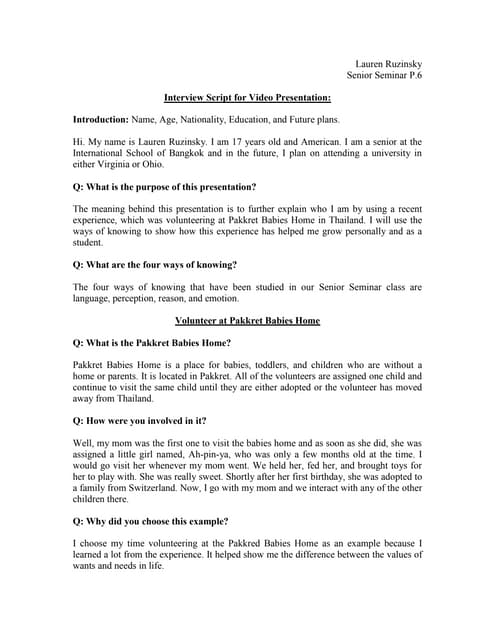 Script Of Interview | DOCX