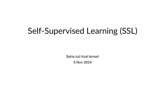Introduction to self-Supervised learning - kuliah machine learning STEI ITB