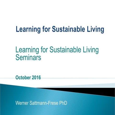 Learning for Sustainable Living Seminar Series