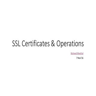 SSL Certificates and Operations