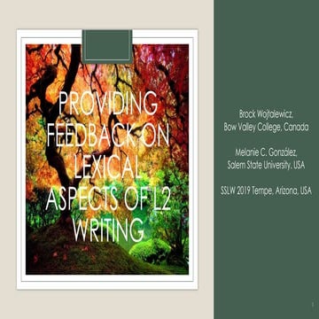 Providing Feedback on Lexical Aspects of L2 Writing