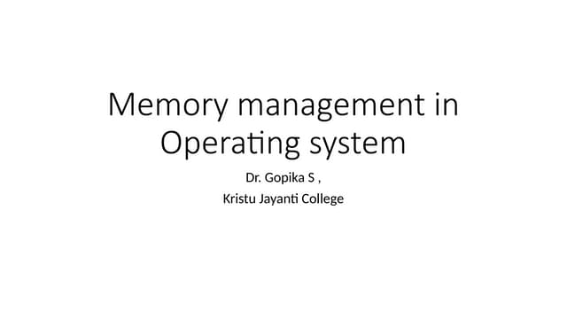 Memory management concepts in operating system | PPTX