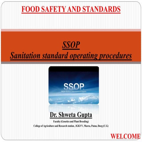 SSOP- SANITATION STANDARD OPERATING PROCEDURES