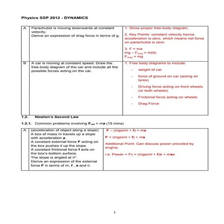 JC A Level H2 Physics Dynamics Notes
